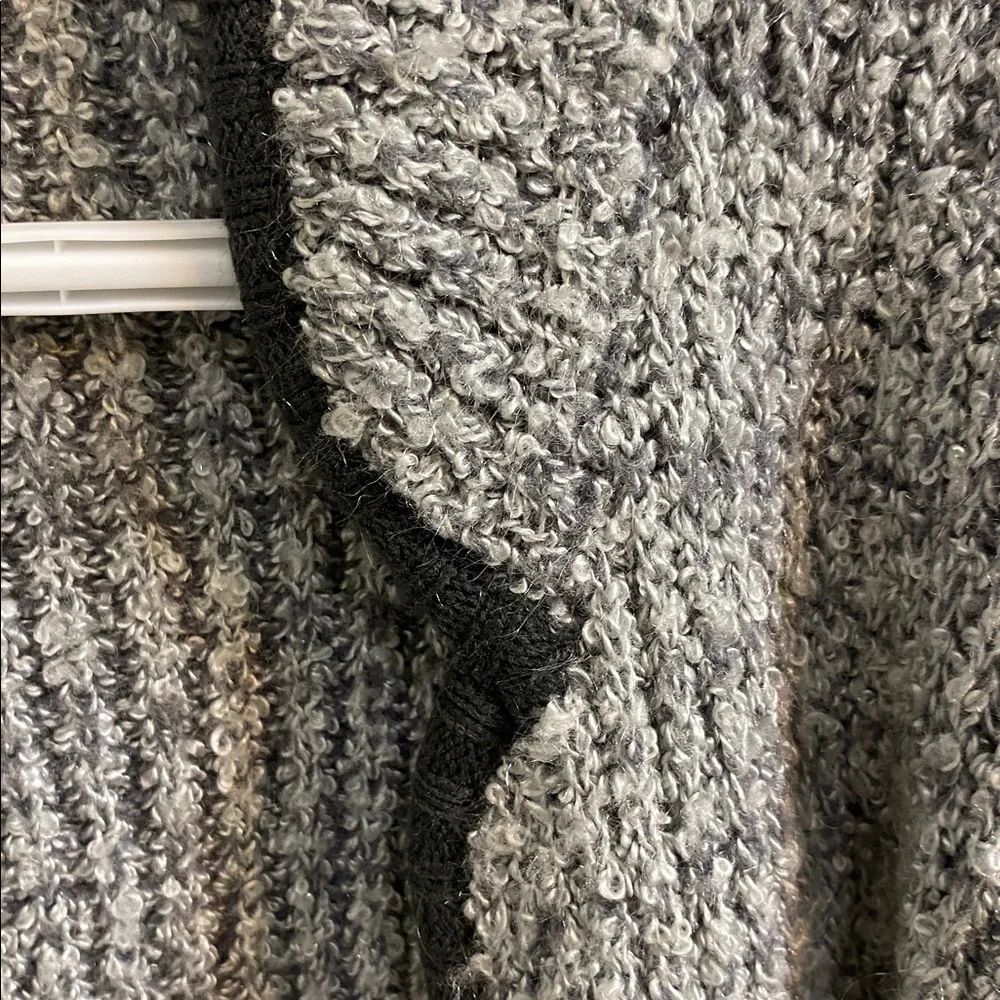 Gray Open-Front Ribbed Long Cardigan Sweater - Picture 7 of 7